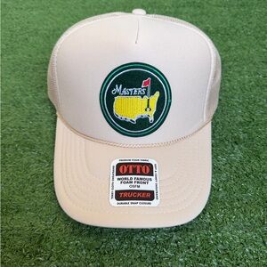 Cream Trucker Hat with Masters Logo, Masters Golf Cap